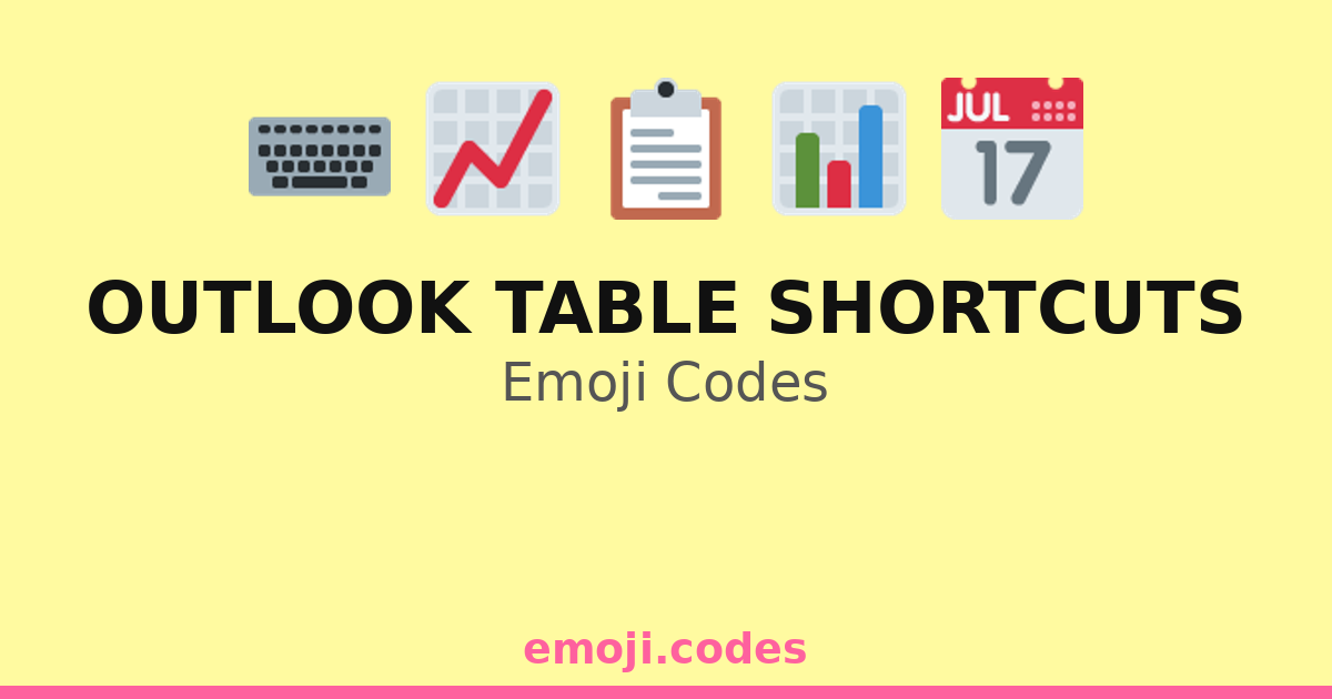 Outlook Table Shortcuts Emoji Codes 📅📈📧📋🖱️ — 221 Combinations to Copy ...